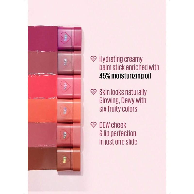 Kaja Dewy Bar - Creamy Multi - Stick Blusher & Lip Balm 03 Peach Cobbler 10g+ Juicy Glass Lip Oil 05 Plum Paloma Bundle, Sheer To Medium Buildable