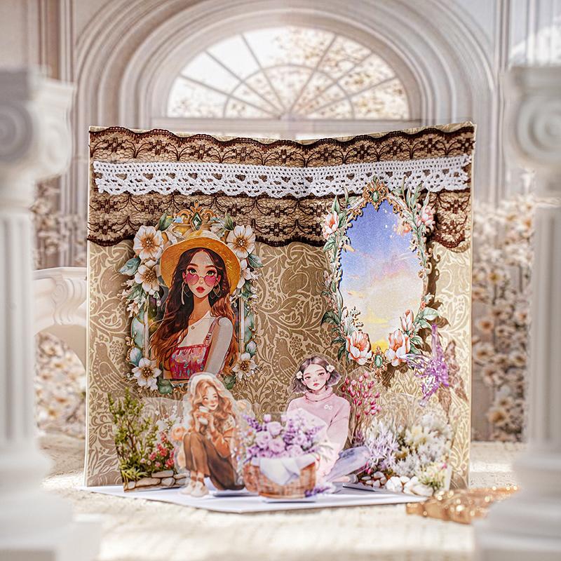 4 Styles Retro Ivy and Vine Frame Hard Cardboard Paper Rococo Mirror Frame Series Handmade Account DIY Decorative Sticker