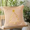 Christmas Throw Pillow Cover 18x18 Inch Plush Decorative Pillow Cover Xmas Tree with Embroidered