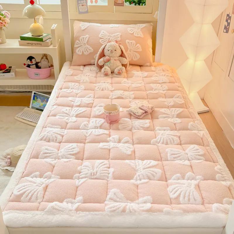 WTEMPO Flowers Pattern Printed Soft Thickened Plush Mattress Warm Winter Single Double Student Dormitory Mattress Home Double-sided Bed Mattress Quilt