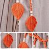 Boho Curtain Tiebacks Leaf Curtain Buckles with Wooden Bead Cotton Rope Hand-Woven Curtain Straps for Home Bedroom Decoration