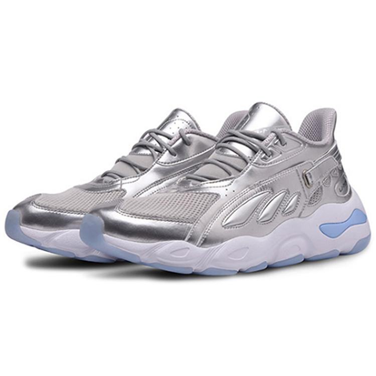 Li Ning Butterfly Cushioning Slip Resistant Low Top Chunky Sneakers Mens Silver AGLN069-10