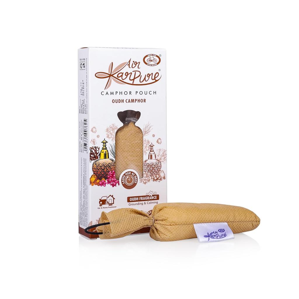 Plic Camfor Cycle Pure Karpure 60g Pachet de 3 | Odorizant de Aer pentru Mașină, Casă, Dulap & Birou cu Parfum de Oudh, Citrus & Cimbru