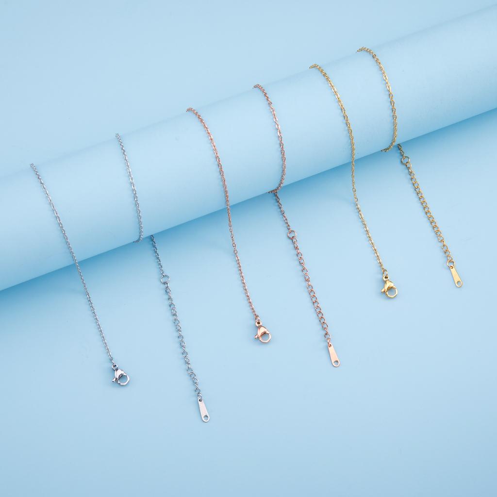 Stainless Steel Chains Classical 1.3mm Wide O Shape Rolo Link Necklace Choker For Women Pendant DIY Jewelry