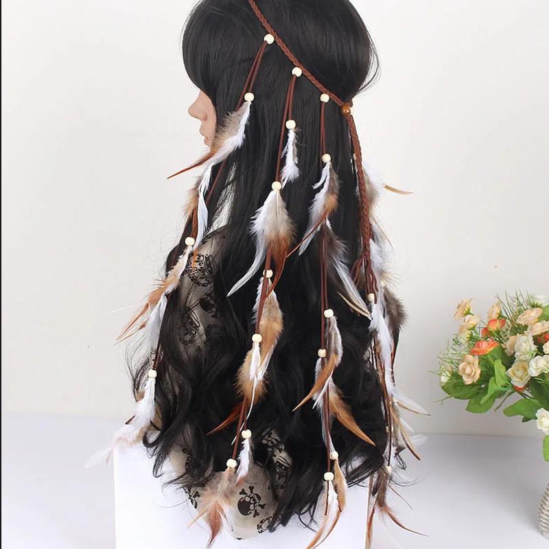 Vintage Style Feather Hair Accessory With Floral Design For Women Summer Wear