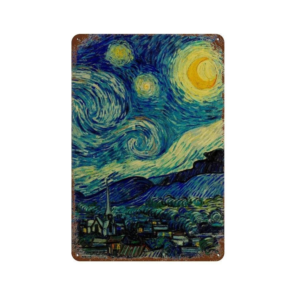 Affiche de Collection de Peintures à l'Huile Célèbres Vintage Décorative Van Gogh Plaque Métallique en Étain Pour Atelier Pièce de Maison Décoration Murale Artistique