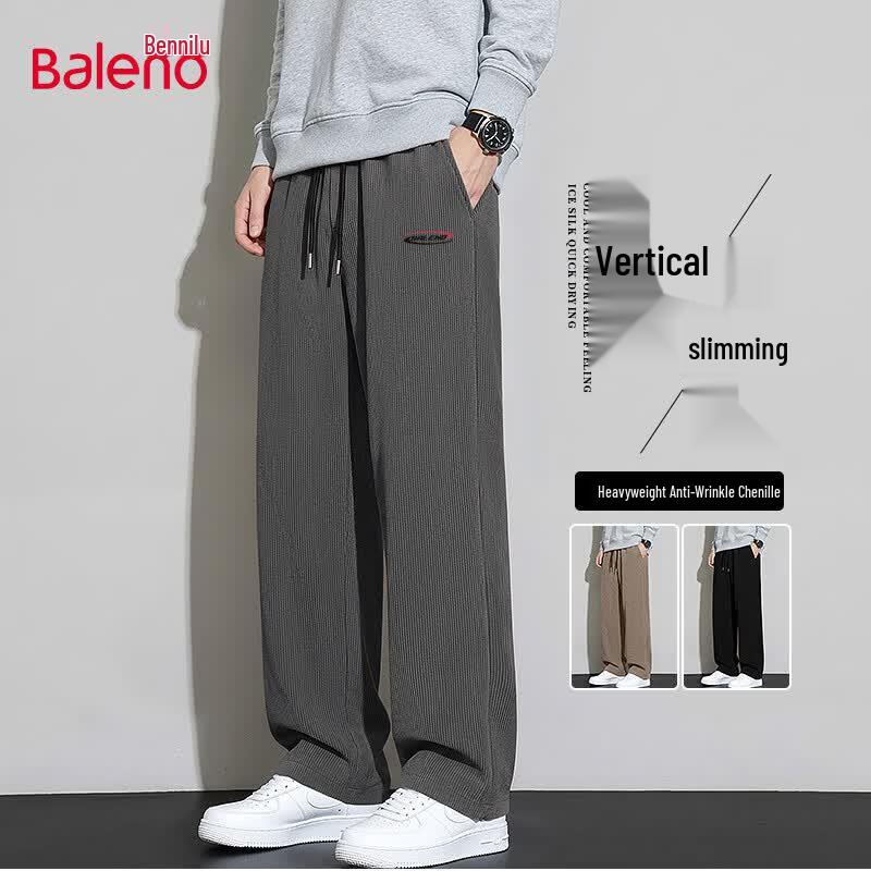 Baleno Men's 2026 Spring/Autumn Chenille Straight-Leg Casual Pants