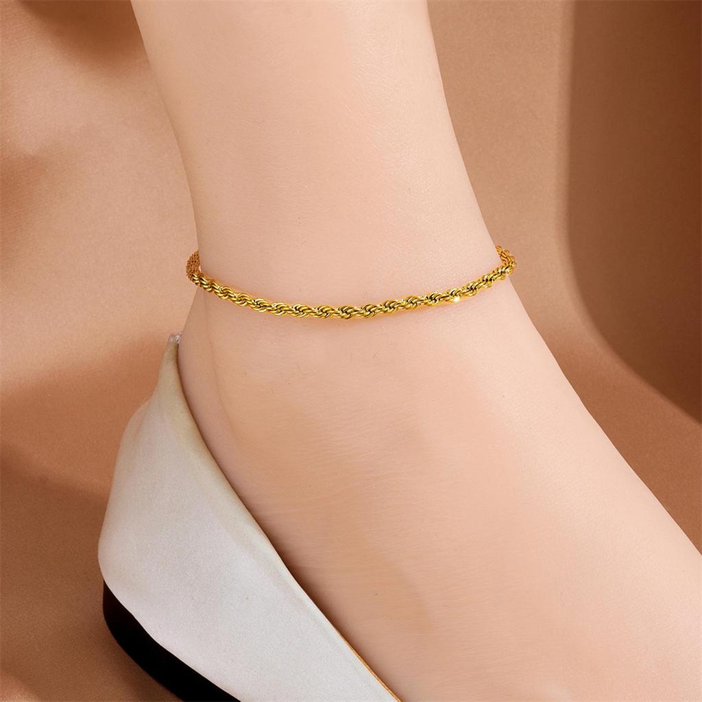 Tide Double-Layer Heart Anklet: 18K Gold-Plated Titanium Steel, Non-fading Fashion Light Luxury for Women