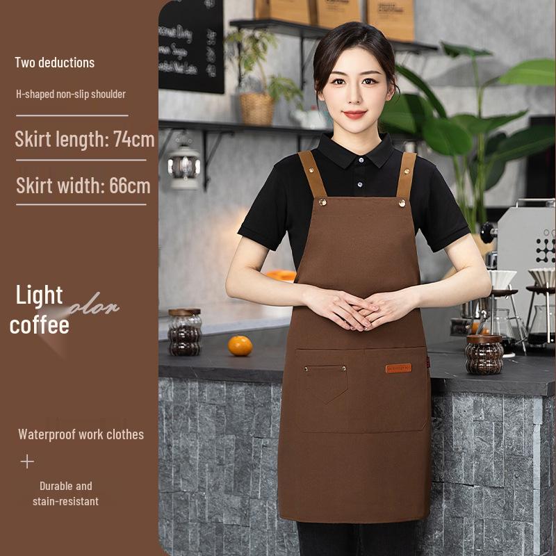 Logo-Printed Waterproof Catering Apron - Oil-Proof, Dirt-Resistant, Kitchen Workwear Gift