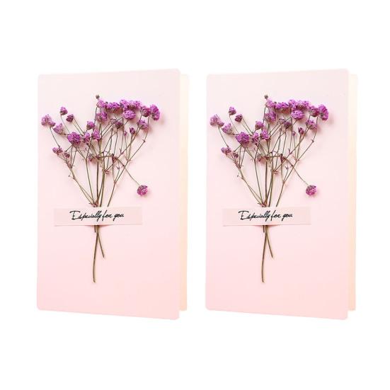 2 Adet Kuru Çiçek Tebrik Kartı El Yapımı Retro Hediye Kartı Düğün Doğum Günü Bebek Partisi Mezuniyet İçin Kendin Yap Davetiye Dilek Kartı