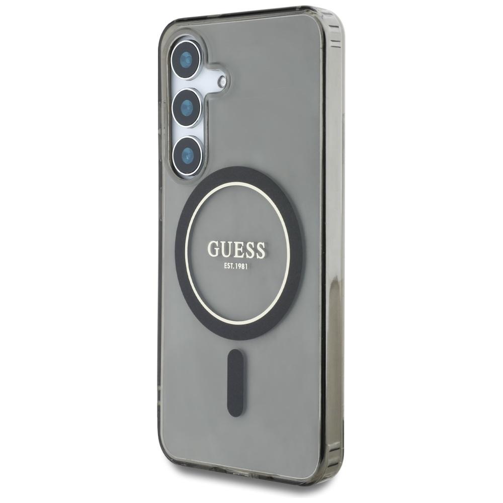 Guess Glitter Circle Classic Logo MagSafe Case for Samsung Galaxy S25 Black