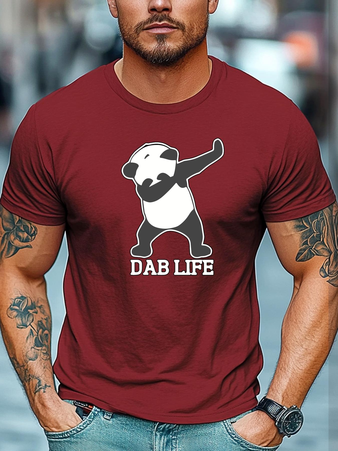 Мужская летняя футболка Dab с принтом Panda Dab Life, короткий рукав, круглый вырез, дышащая, мягкая, оверсайз, крутая, для повседневной носки S