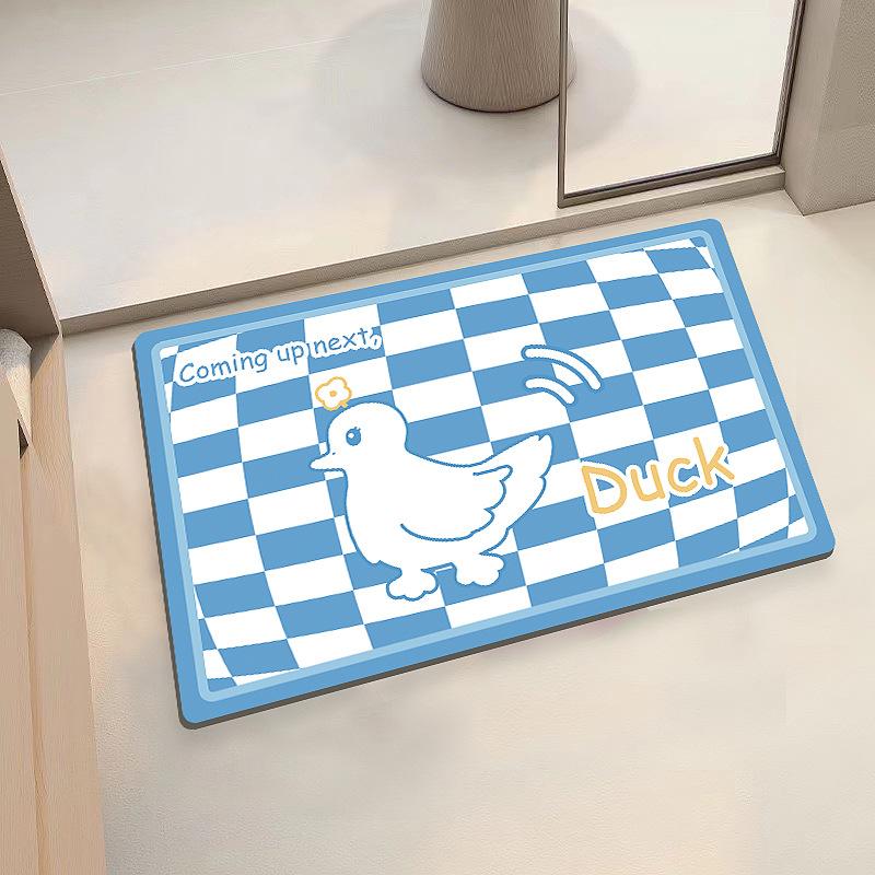 Checkerboard Soft Diatom Mud Absorbent Mat Bathroom Bathroom Door Non-slip Quick Drying Mat Door Mat Entry