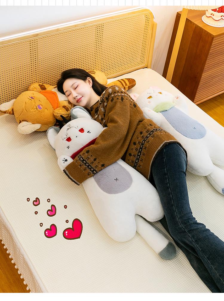Devil Cat Plush Cushion Doll - Cartoon Animal Sleeping Backrest for Girls