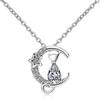 925 Sterlingsilber Niedlicher Mond Stern Katze Anhänger Halskette Funkelnder Zirkonia Schlüsselbeinkette Schmuck Für Frauen S -N521