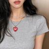 Trendy Titanium Steel Necklace With Sparkling Heart Pendant Clavicle Chain Perfect For Casual And Formal Outfits