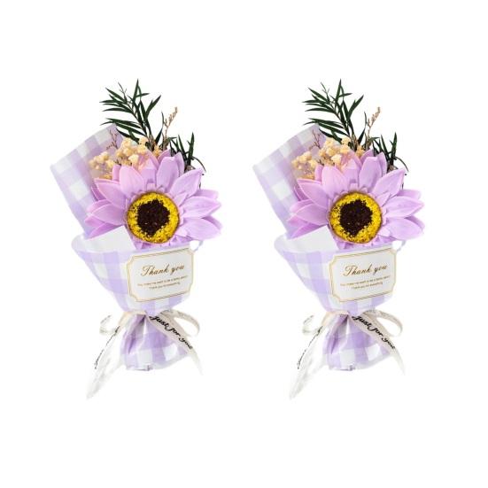2 Pcs Mini Sunflower Bouquet Scented Artificial Soap Flower Birthday Valentine's Day Gifts