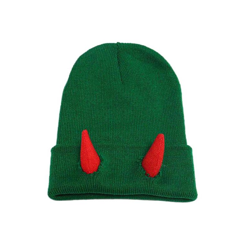 1PC Warm Stretchy Devil Playful Hat Cold-Resistant Beanie Winter-Ready Knitted Trendy Horn Soft-Knitted
