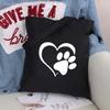 Women Shopping Bags Black Printing Foldable Handbags Eco Shopper Shoulder Bag Canvas Tote Environmental Storage Handbag