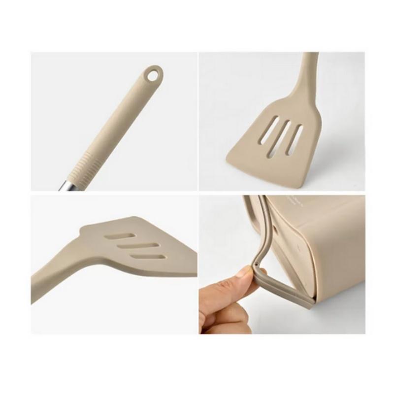 13 PCS Silicone Kitchen Utensil Set Stainless Steel Handle Kitchen Cooking Baking Tools Kitchenware Accessories Storage Bucket
