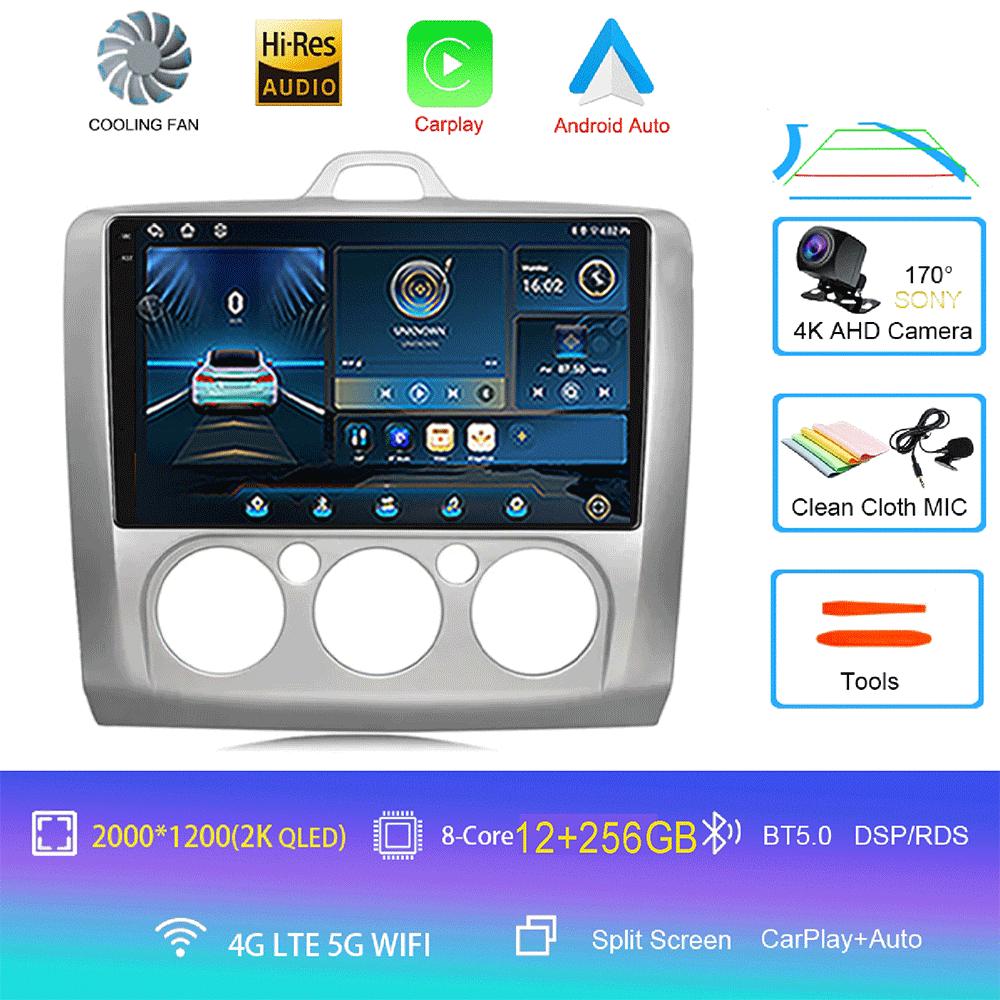Android14 Carplay Auto For Ford Focus  Mk2 Mk3 2004 2005 2006 2007 - 2011 Multimedia Car Radio Player DSP WIFI+4G 2DIN Stereo