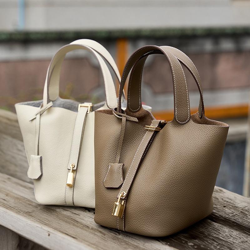 Bags New bucket bags Vegetable baskets Women's bags Leather handbags Bridal wedding bags Premium sense