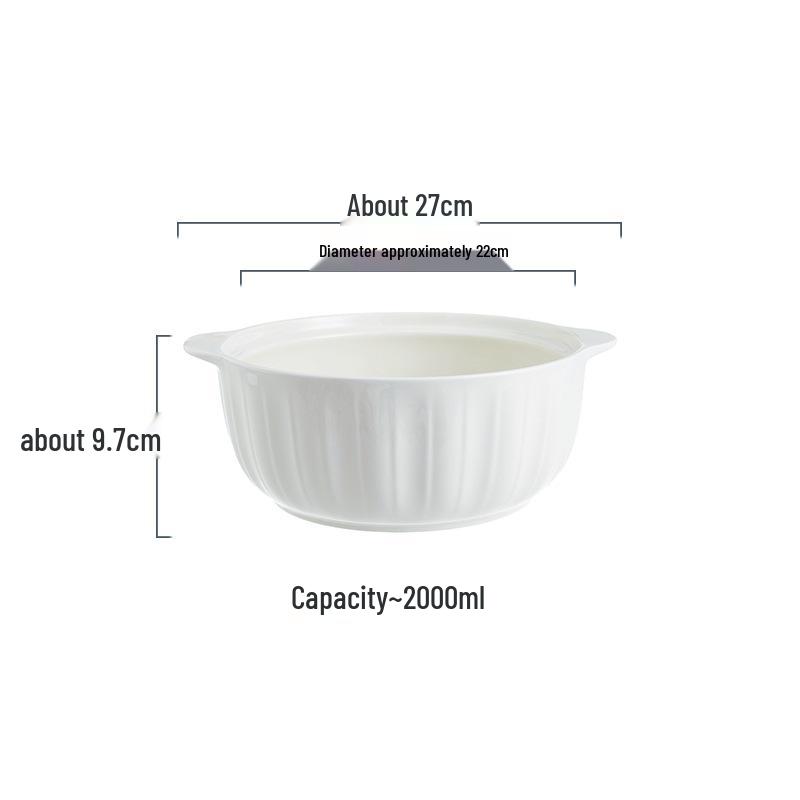 Ceramic Double-Handled Large Soup Bowl with Lid - High-End Design, Ideal for Home Use, Sauerkraut Fish, and Commercial Soups.
