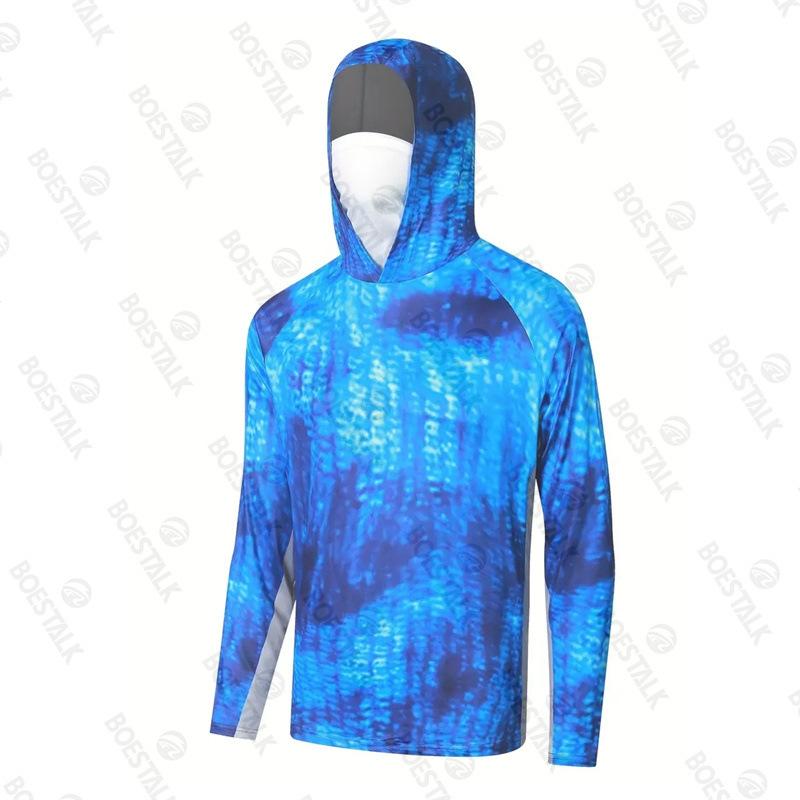 2024 Neue Herren-Sonnencreme UPF 50+ Langarm-Fischeranzug UV-Schutz Maske Mit Kapuze Fischeranzug