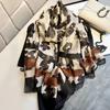 Print Silk Scarf Hijab Women Spring Deisgn Soft Beach Stoles Elegant Head Scarves Echarpe Shawl Satin Large Wrap Echarpe Bandana