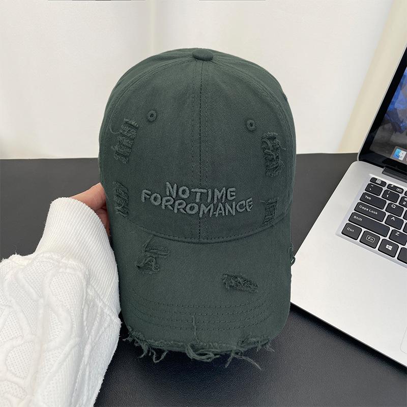 Vintage Ripped Letter Embroidered Baseball Cap Children's Summer Versatile Face Peaked Cap Wide Brim Soft Top Sun Hat