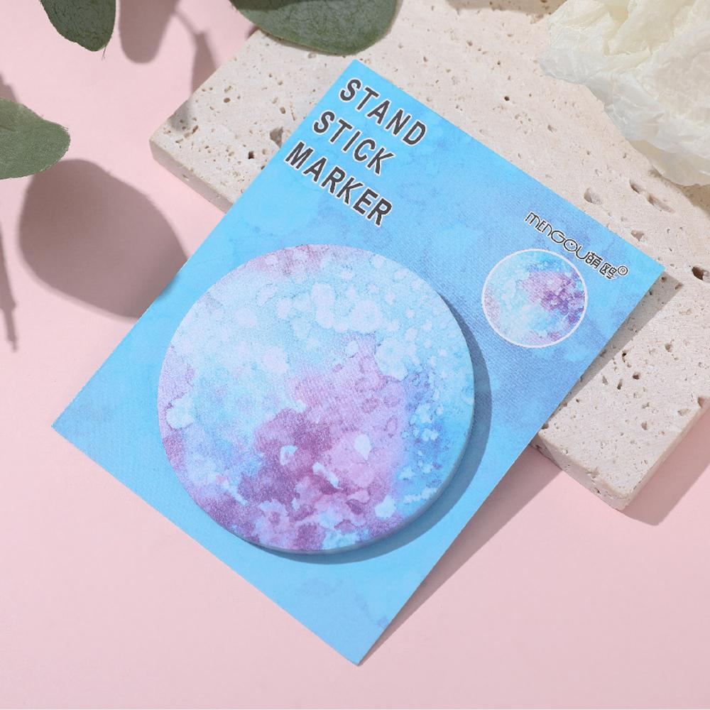 1 Piece Adhesive Cute Round Planet Notes Notepad Memo Pad Office School Supplies Stationery
