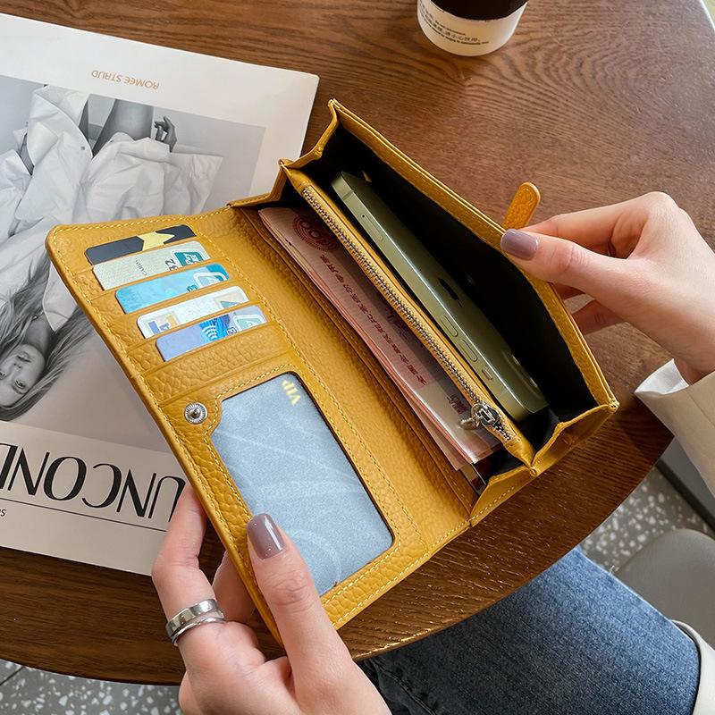 Genuine Leather Wallet Women Long Clutch Fashion Luxury Brand Ladies Purses Card Holder Zipper Coin Pocket  Billfold