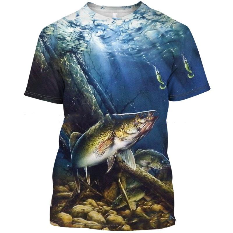 Koi Goldfish Pattern Summer Men's T-shirt Fun Fish 3D Printed Short Sleeved Top Fashionable Street Daily Casual Round Neck Pullover