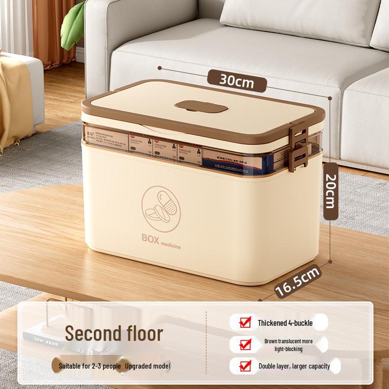 Large Multi-layer Plastic First Aid Kit & Medicine Storage Box for Household Use