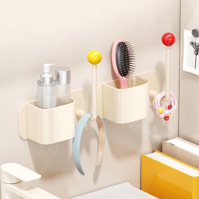 Bathroom Storage Rack with Drain Hole Strong Load Bearing Large Capacity Wall Mount Storage Shelf with Hook