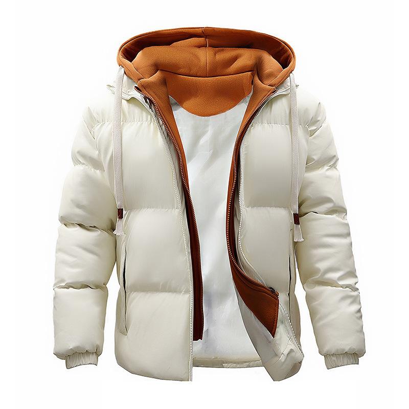 

Europe and the United States Are Hot-selling Winter New Fake Two-piece Cotton-padded Coat Men s Jacket Trendy Fashion Thickened Hooded M