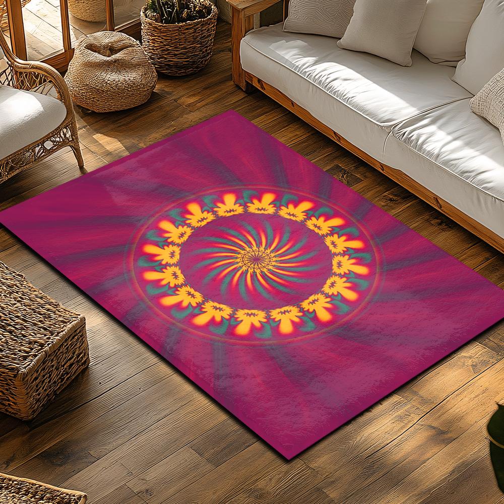 Unique Abstract Area Rug Modern Non-Slip Floor Mat Home Decor Living Room Bedroom Carpet Washable Stylish Design Vibrant Colors