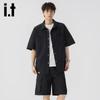Izzueit Men's 2026 Summer Lightweight Seersucker Shirt & Shorts Set