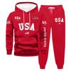 Men's Large Size Solid Color Printed Sweatshirt Set Men's Casual Sports Suit Sweatshirt Set
