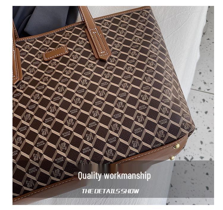 Bolso Tote de Alta Gama para Mujer con Estampado de Diamantes: Bolso de Hombro y Mano de Gran Capacidad Ligero de Lujo Tendencia 2025