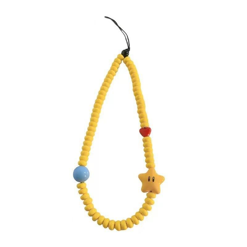 

Dopamine Ins Mobile Phone Chain Pentagram CCD Hanging Rope Smiling Key Pendant Handheld Anti Loss Advanced Bead
