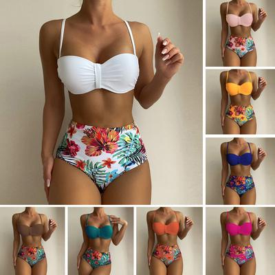 Nové tištěné bikiny s vysokým pasem, sexy dělené plavkové bikiny
