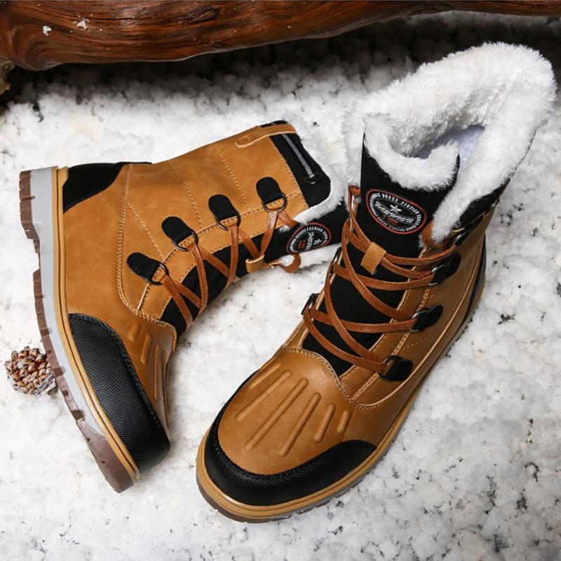 2026 Men's Winter High-Top Boots Warm Cotton Shoes Snow Boots Comfortable Breathable Round Toe Rubber Sole