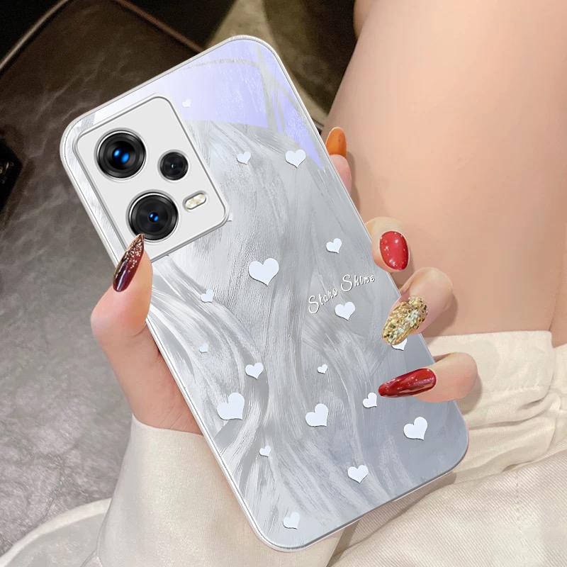 Gradient Love White For Xiaomi 14 Ultra 13 Lite Redmi Note 13 11 Pro 12 Plus Poco X6 3 Pro F4 6 GT Tempered Glass Phone Case