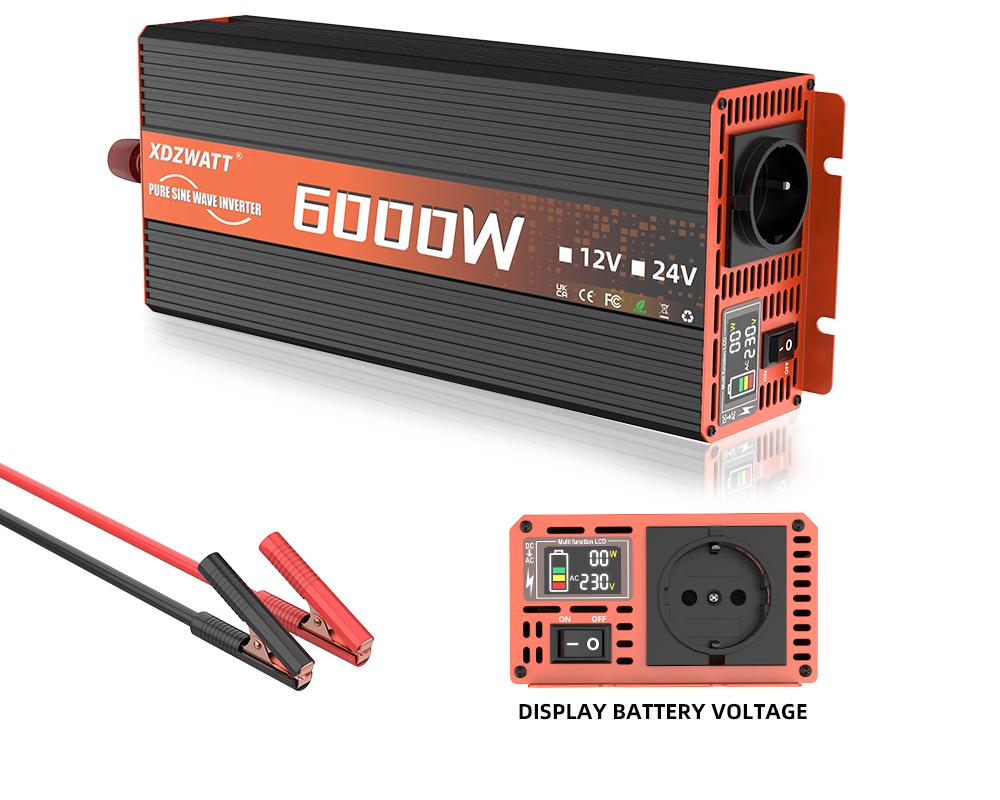 

Чистый синусоидальный инвертор постоянного тока 12 В в переменный ток 220 В 50 Гц, розетка ЕС, 1600 Вт, 2500 Вт, 3500 Вт, 4500 Вт, 6000 Вт, трансформатор-преобразователь вольтметра со светодиодом