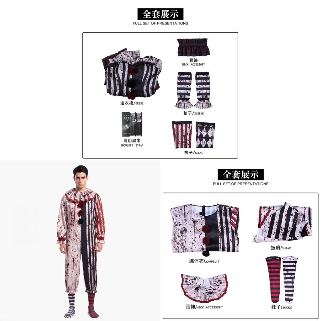 Terrifier Cosplay Costume Set With Satin Fabric For Halloween Party And Anime Role Play