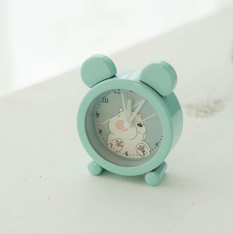 Mini metal bear cartoon cute small alarm clock creative unique desk bedside alarm clock