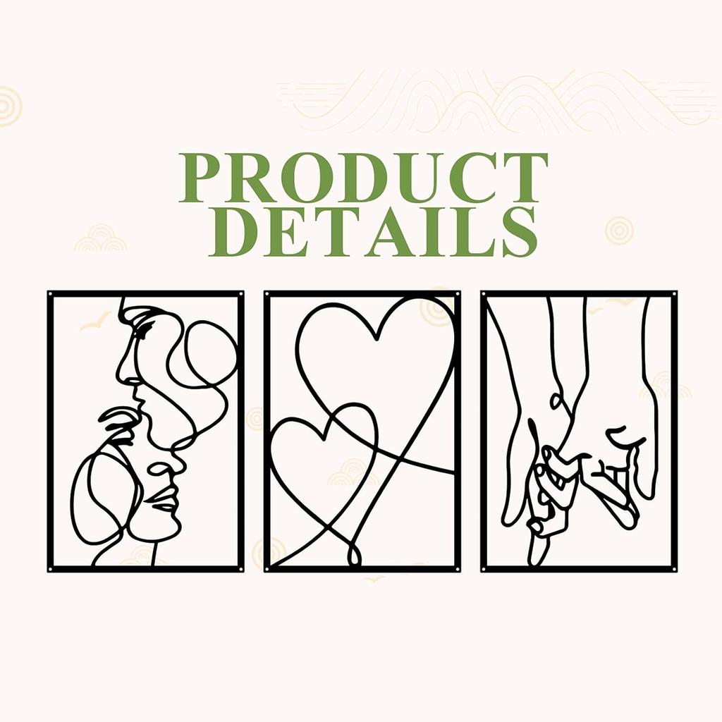 Metalowa Minimalistyczna Sztuka Ścienna: Walentynkowy wzór pocałunku kochanków. Nowoczesny wystrój. Projekt 'Pocałunek Walentynkowy' dla nowoczesnego domu.