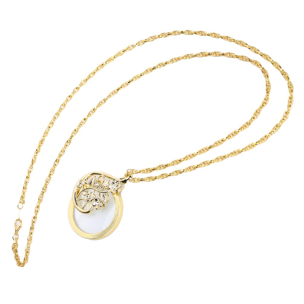 4.5X Necklace Magnifying Glass Metal Portable Magnifier Chain Pendant for ReadingGolden