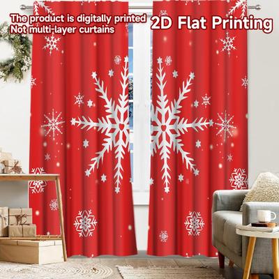 2pcs   2D FLAT PRINTING Curtains (Without Rod) Snowflake Curtain(1) Christmas Festival Fashion Curtains Prints Light Filtering
